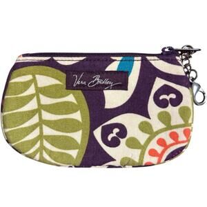 Vera Bradley Plum Crazy Clip Zip ID Case Coin Purse Keychain Pouch Retired